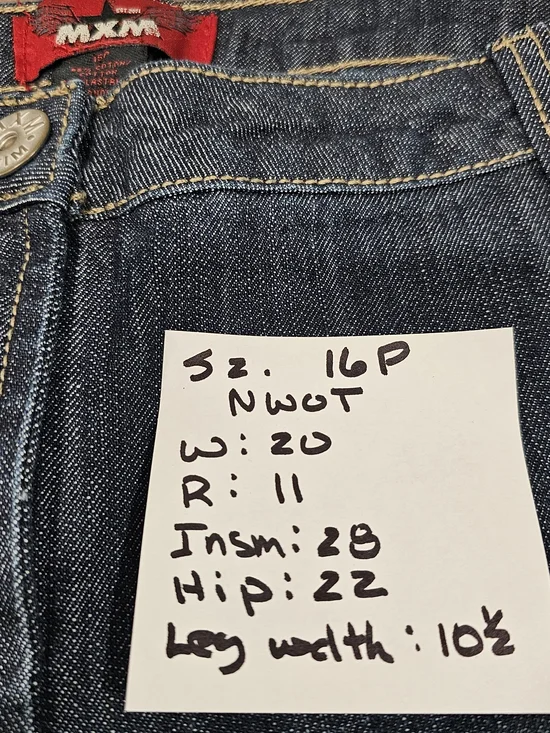 MXM Dark Wash Bootcut Jeans 16P Petite Stretch Mid Rise Classic Denim - Picture 10 of 10